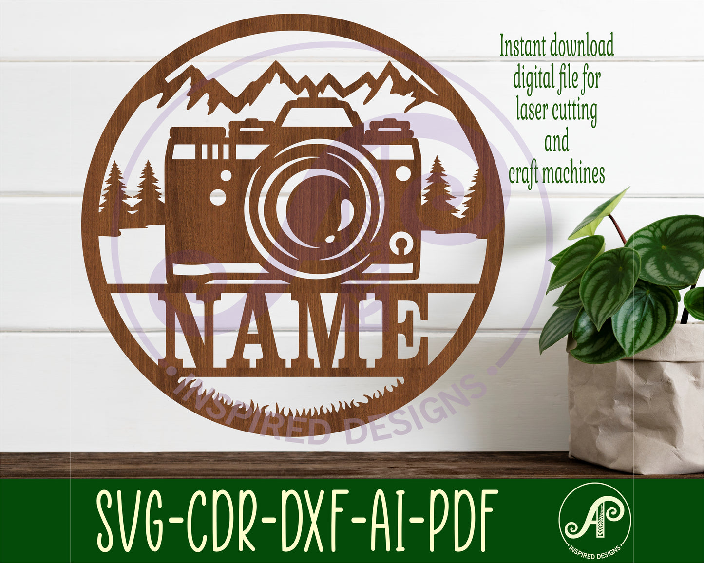 Photographer name wall sign. SVG / DXF / AI / PDF / CDR