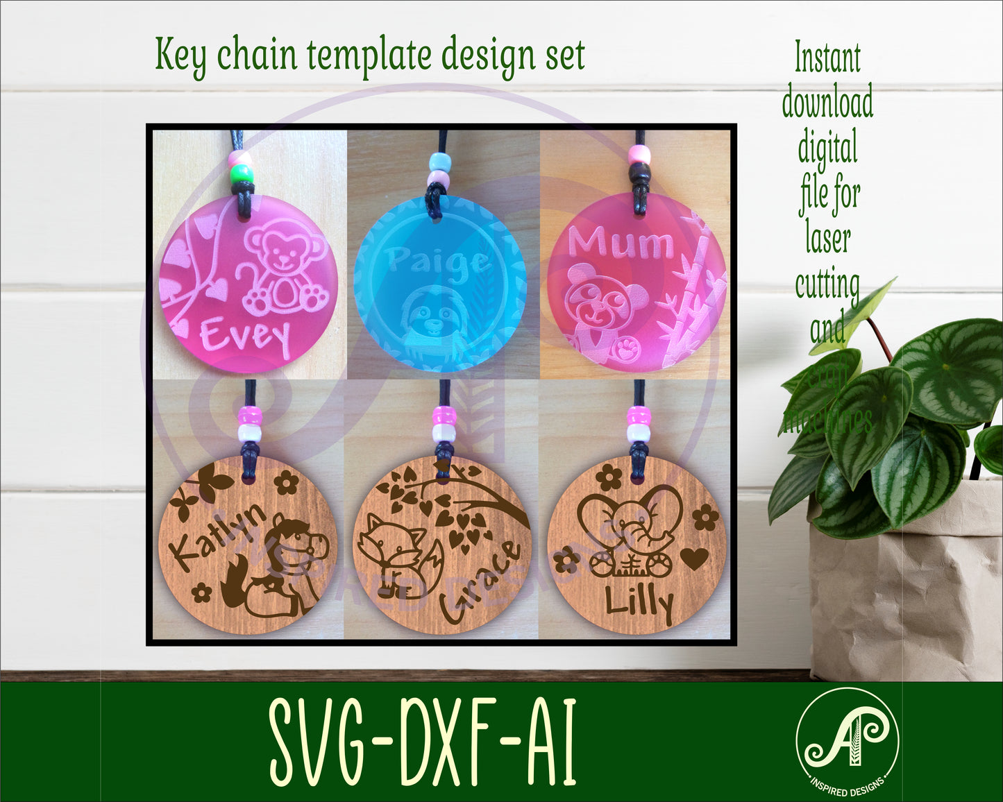 Round animal set 2 tag designs SVG / DXF / AI