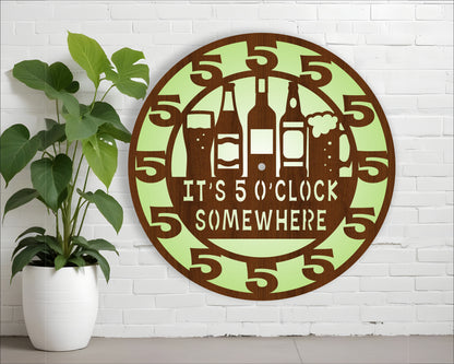 5 o'clock somewhere wall clock template designs