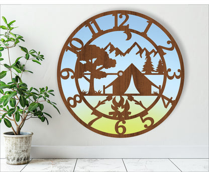 Camping wall clock template designs