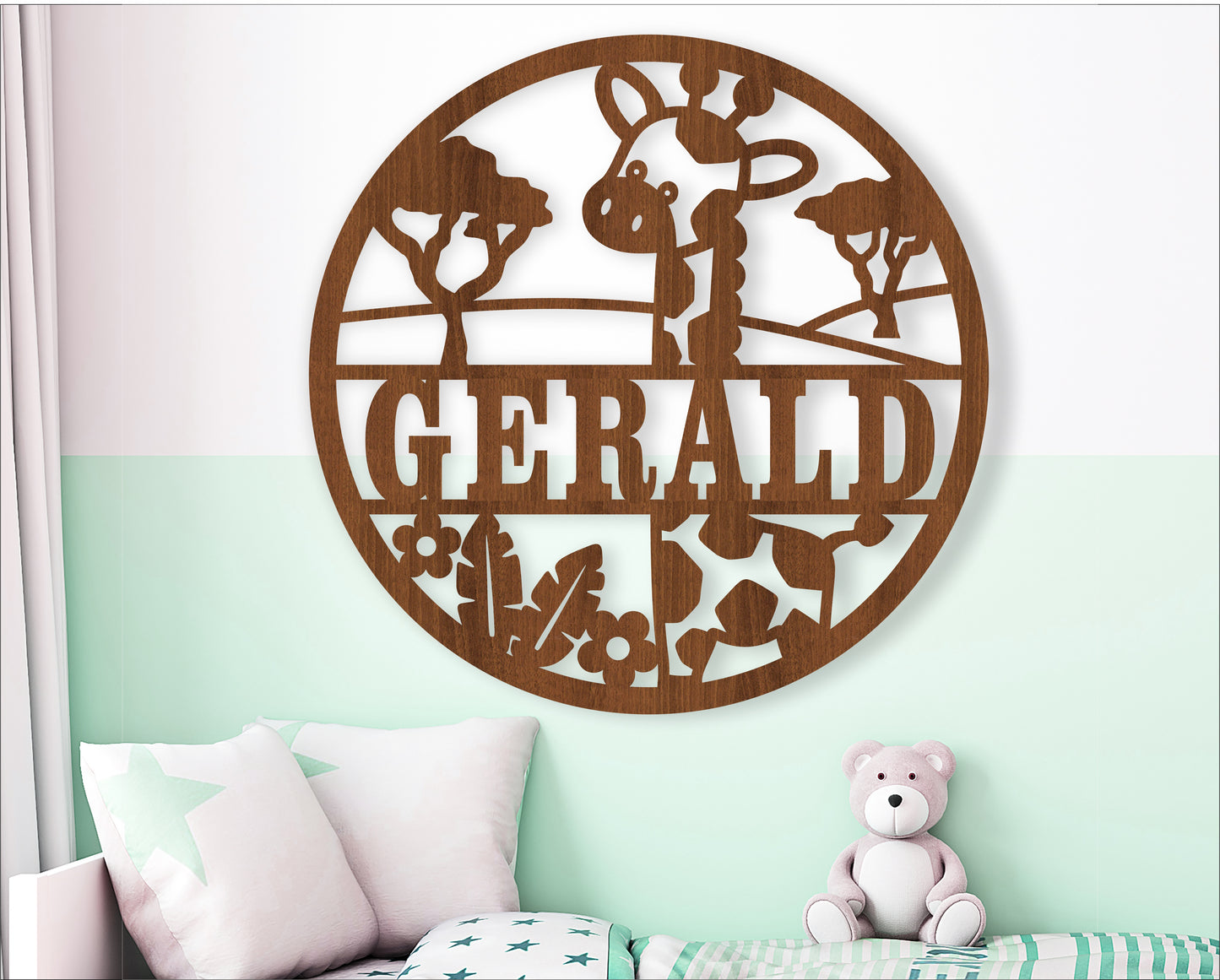 Giraffe name wall sign. SVG / DXF / AI / PDF / CDR