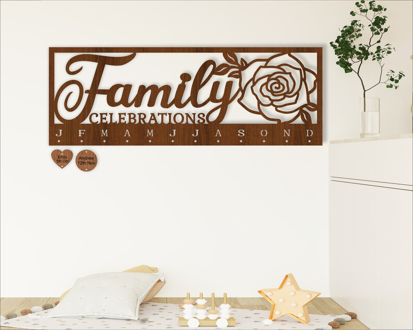 Family birthday calendar rose design  SVG / DXF / AI / PDF / CDR