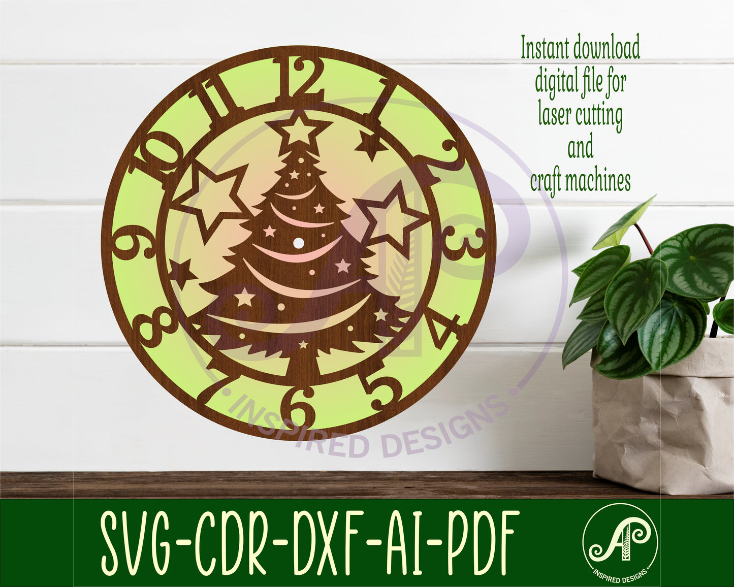 Christmas tree wall clock template designs