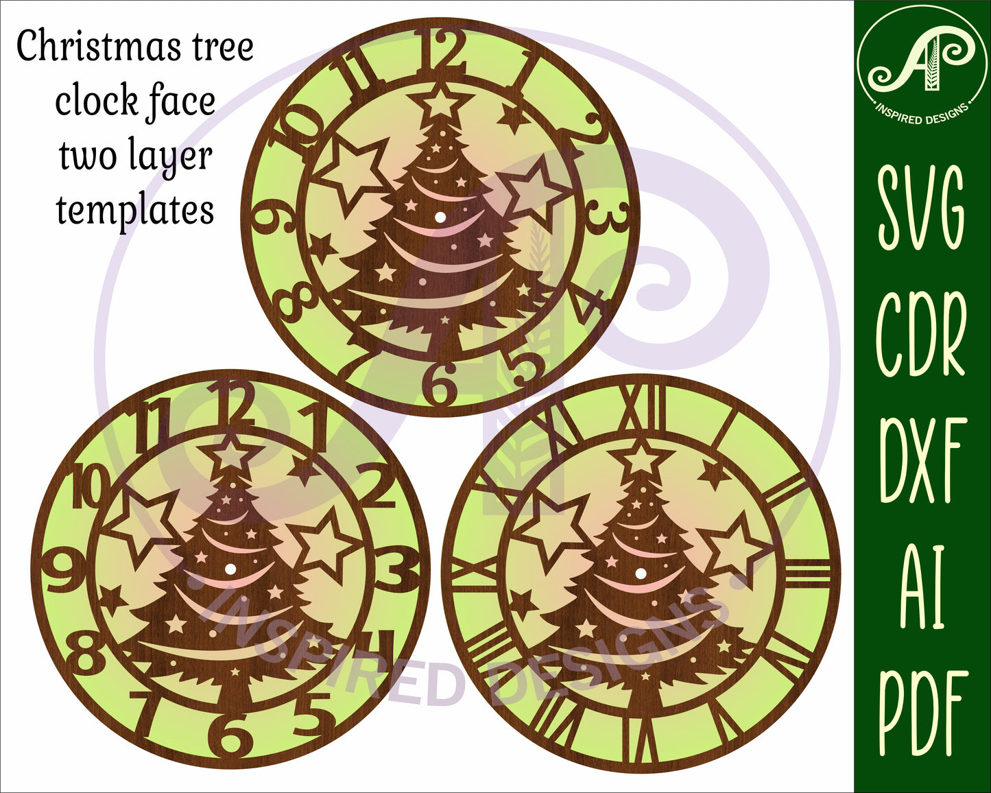 Christmas tree wall clock template designs