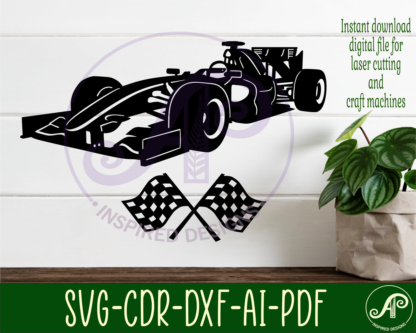 Race car wall sign design SVG / DXF / AI / PDF / CDR