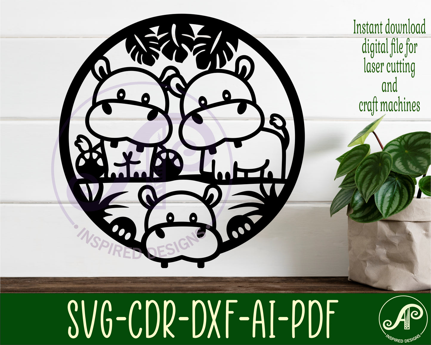 Hippo wall sign design SVG / DXF / AI / PDF / CDR