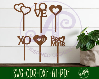 Valentines cupcake topper design SVG / DXF / AI / PDF / CDR