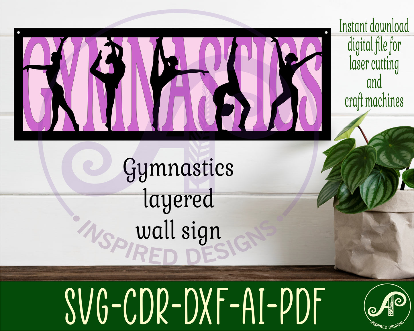 Gymnastics wall sign design SVG / DXF / AI / PDF / CDR