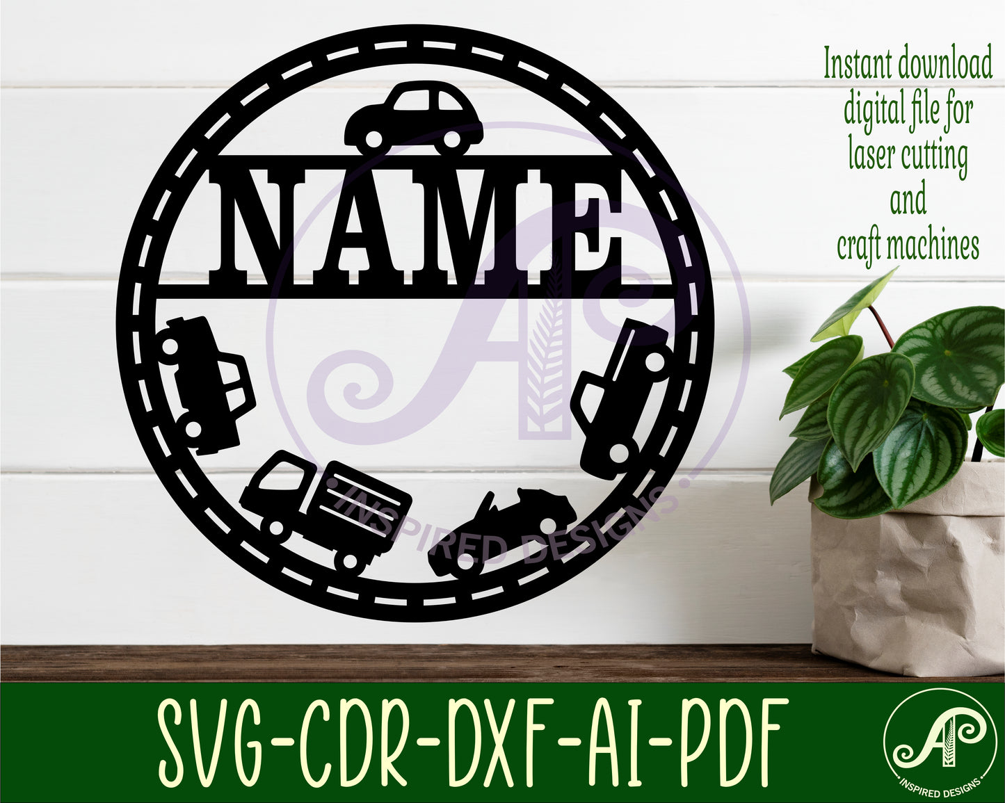 Cars name wall sign. SVG / DXF / AI / PDF / CDR