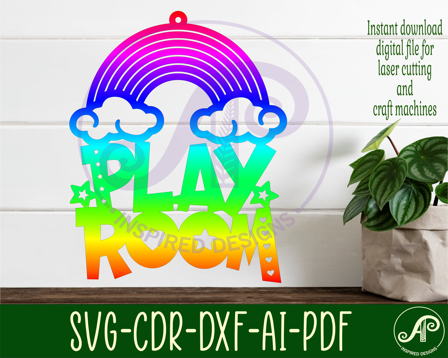 Play room rainbow wall sign design SVG / DXF / AI / PDF / CDR