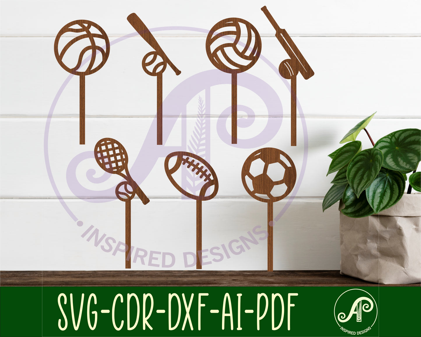 Sports ball cupcake topper design SVG / DXF / AI / PDF / CDR