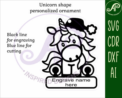 Unicorn engraved ornament design SVG / DXF / AI