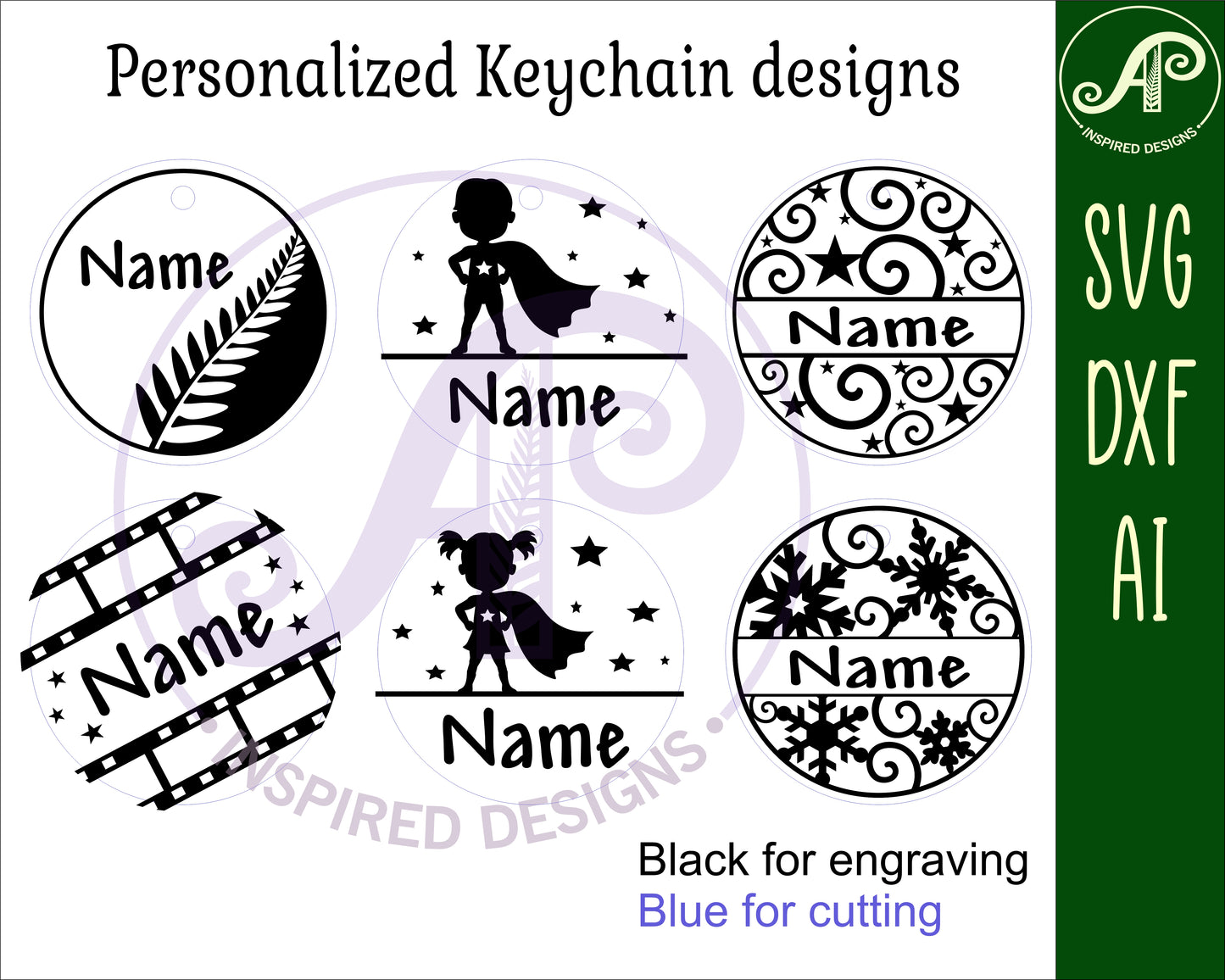 Round tag designs set 3  SVG / DXF / AI