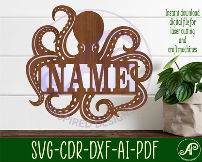 Octopus name sign SVG / DXF / AI / PDF / CDR