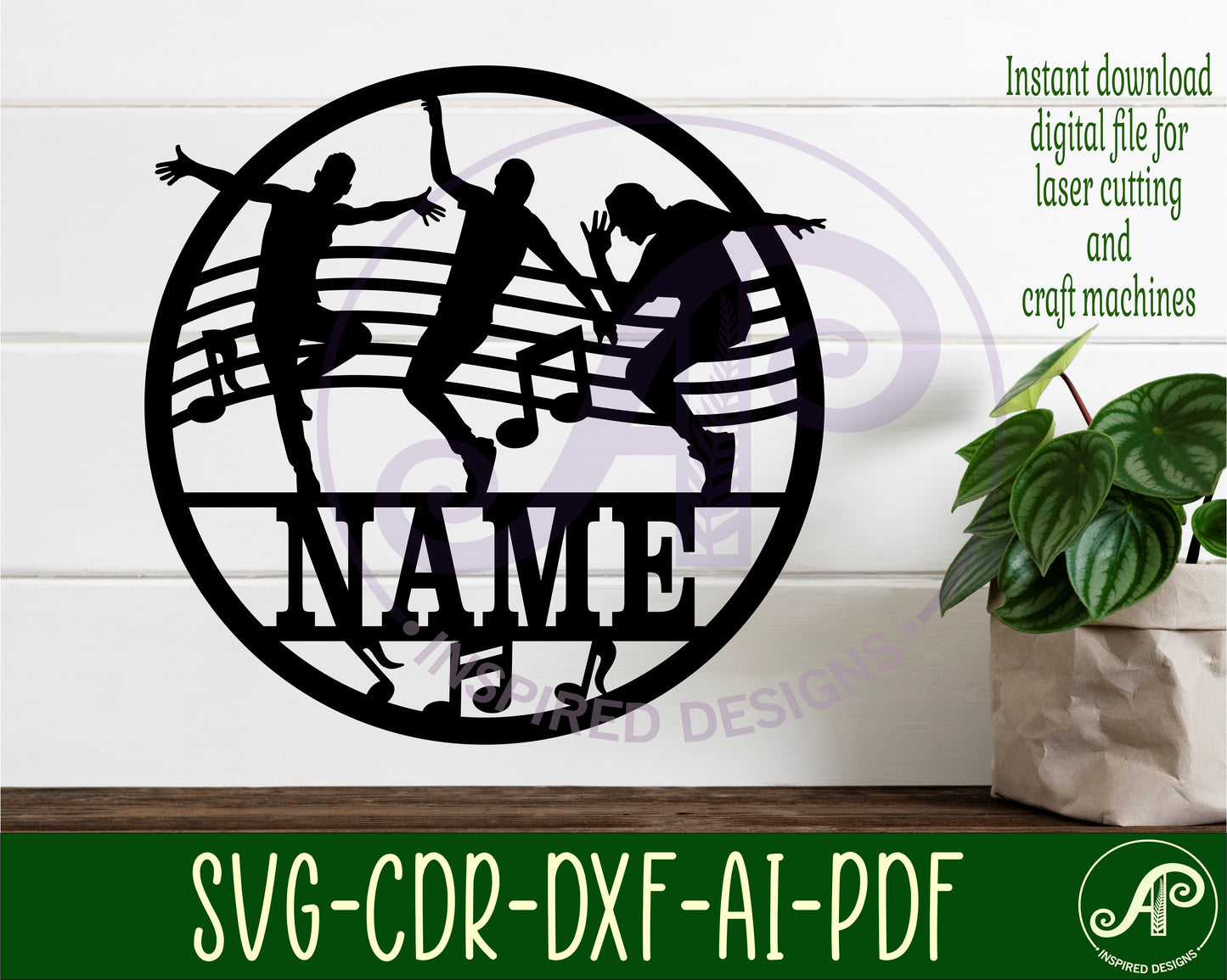 Dancer male name wall sign. SVG / DXF / AI / PDF / CDR