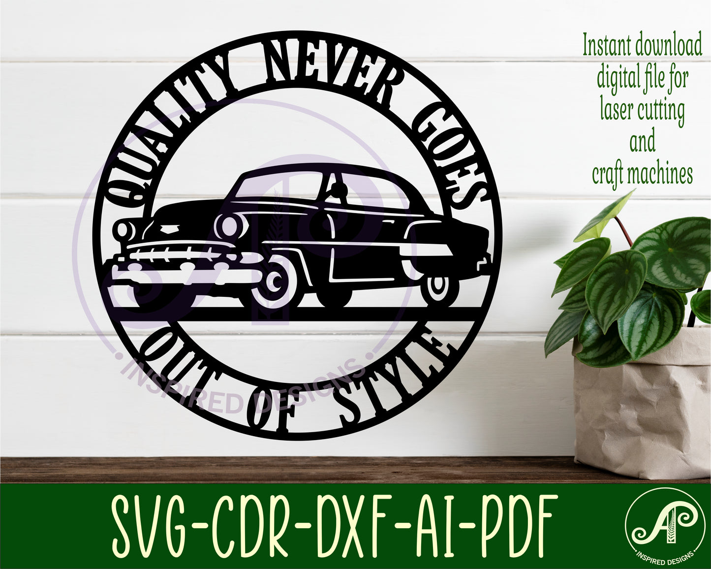 Classic car C 54 wall sign design SVG / DXF / AI / PDF / CDR