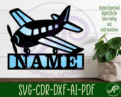 Airplane design shape name sign SVG / DXF / AI / PDF / CDR