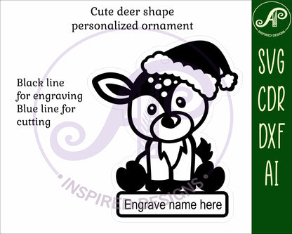 Cute Deer engraved ornament design SVG / DXF / AI