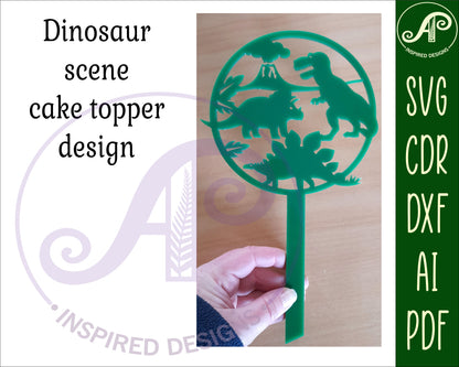 Dino scene cake topper design SVG / DXF / AI / PDF / CDR