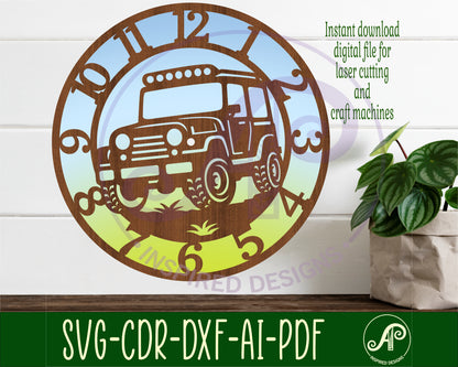 Off road vehicle wall clock template designs