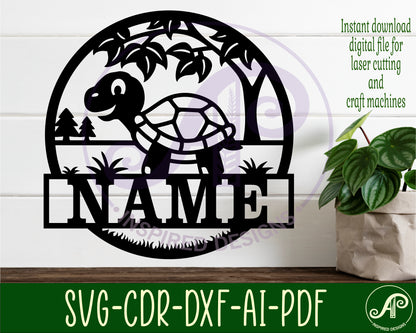 Tortoise name wall sign. SVG / DXF / AI / PDF / CDR