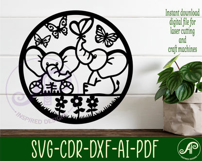 Cute elephant wall sign design SVG / DXF / AI / PDF / CDR