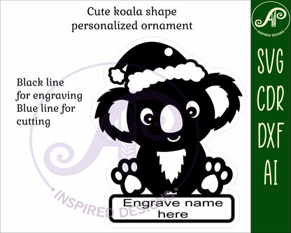 Koala engraved ornament design SVG / DXF / AI