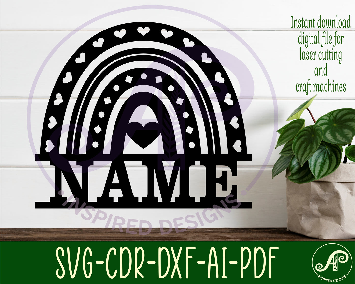 Boho Rainbow shape name sign SVG / DXF / AI / PDF / CDR