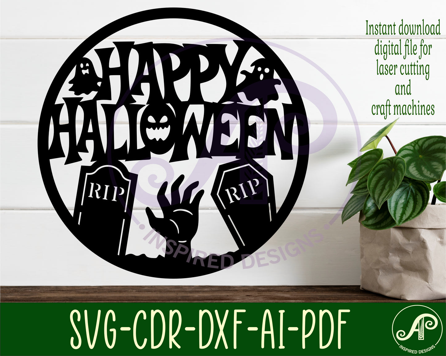 Happy halloween  grave yard wall sign design SVG / DXF / AI / PDF / CDR