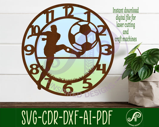 Football player male wall clock template design