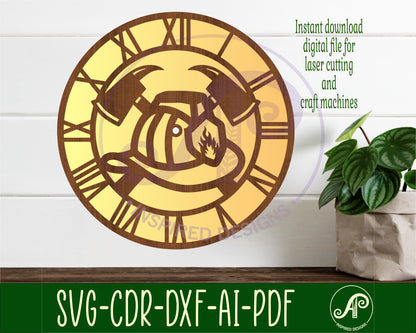 Fire helmet clock template design