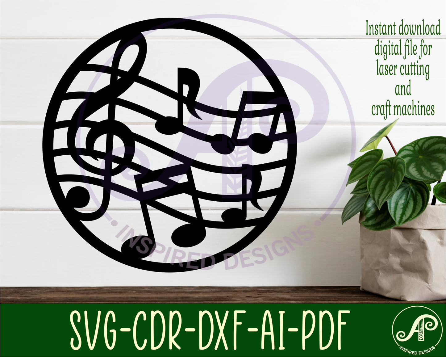 Music wall sign design SVG / DXF / AI / PDF / CDR