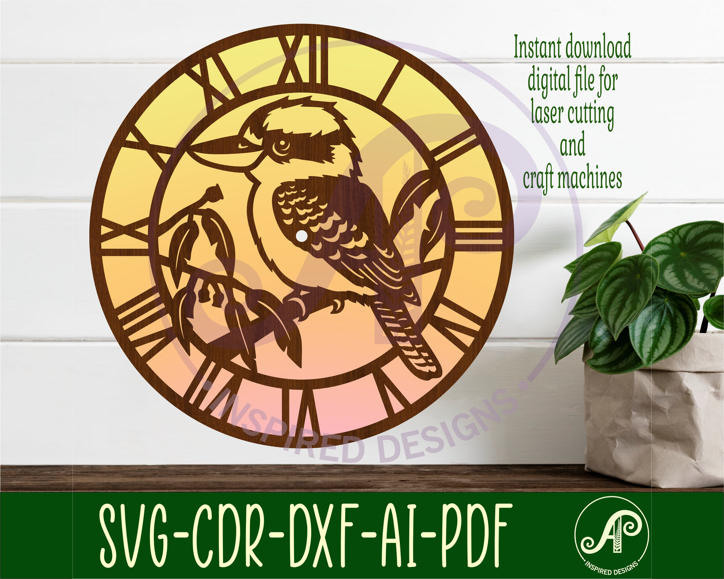 Kookaburra clock template design