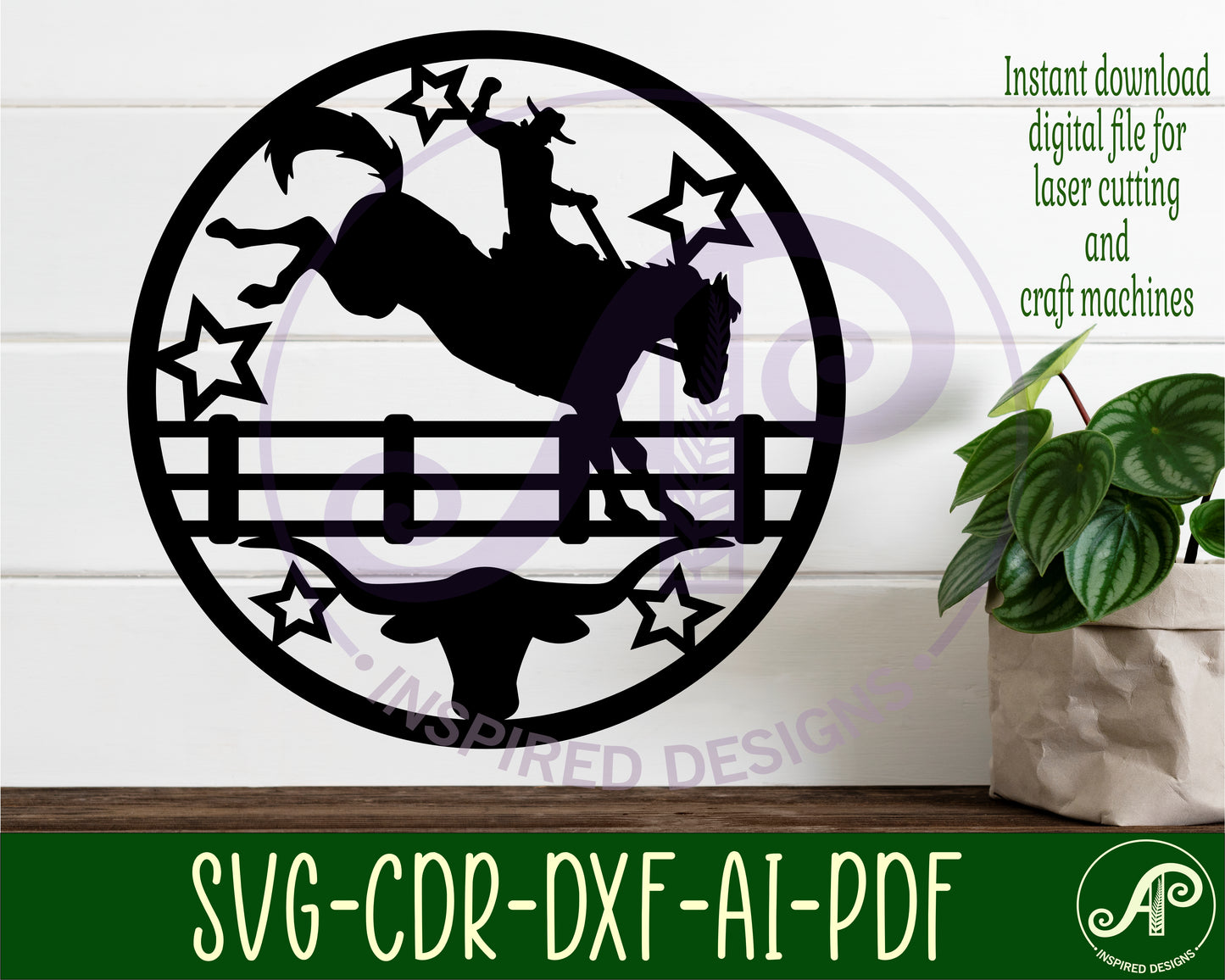 Rodeo horse rider wall sign design SVG / DXF / AI / PDF / CDR