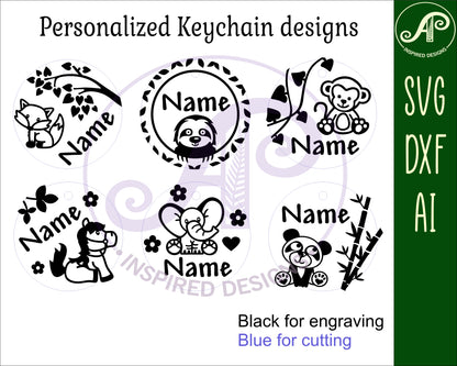 Round animal set 2 tag designs SVG / DXF / AI