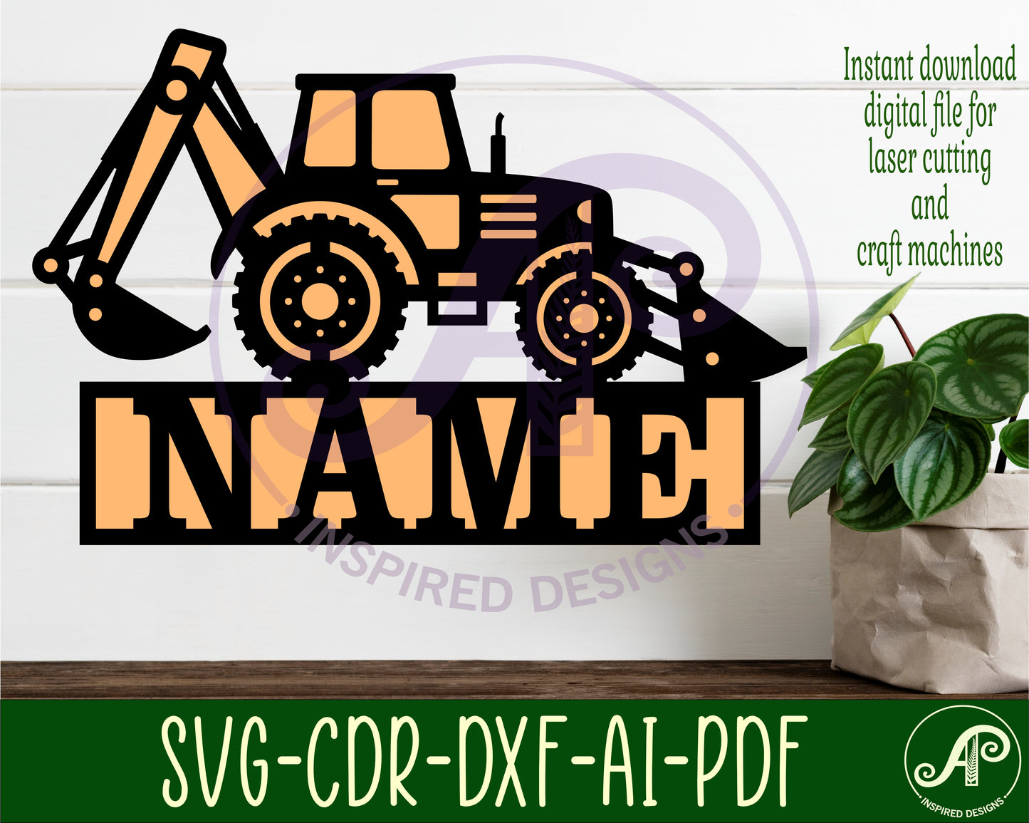 Backhoe Digger shape name sign SVG / DXF / AI / PDF / CDR