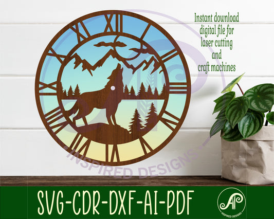 Wolf wall clock template designs