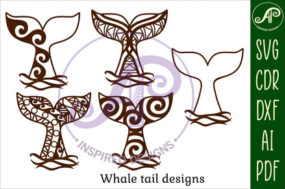 Whale tail NZ wall sign designs SVG / DXF / AI / PDF / CDR