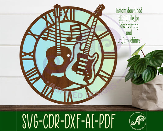 Guitars wall clock template designs