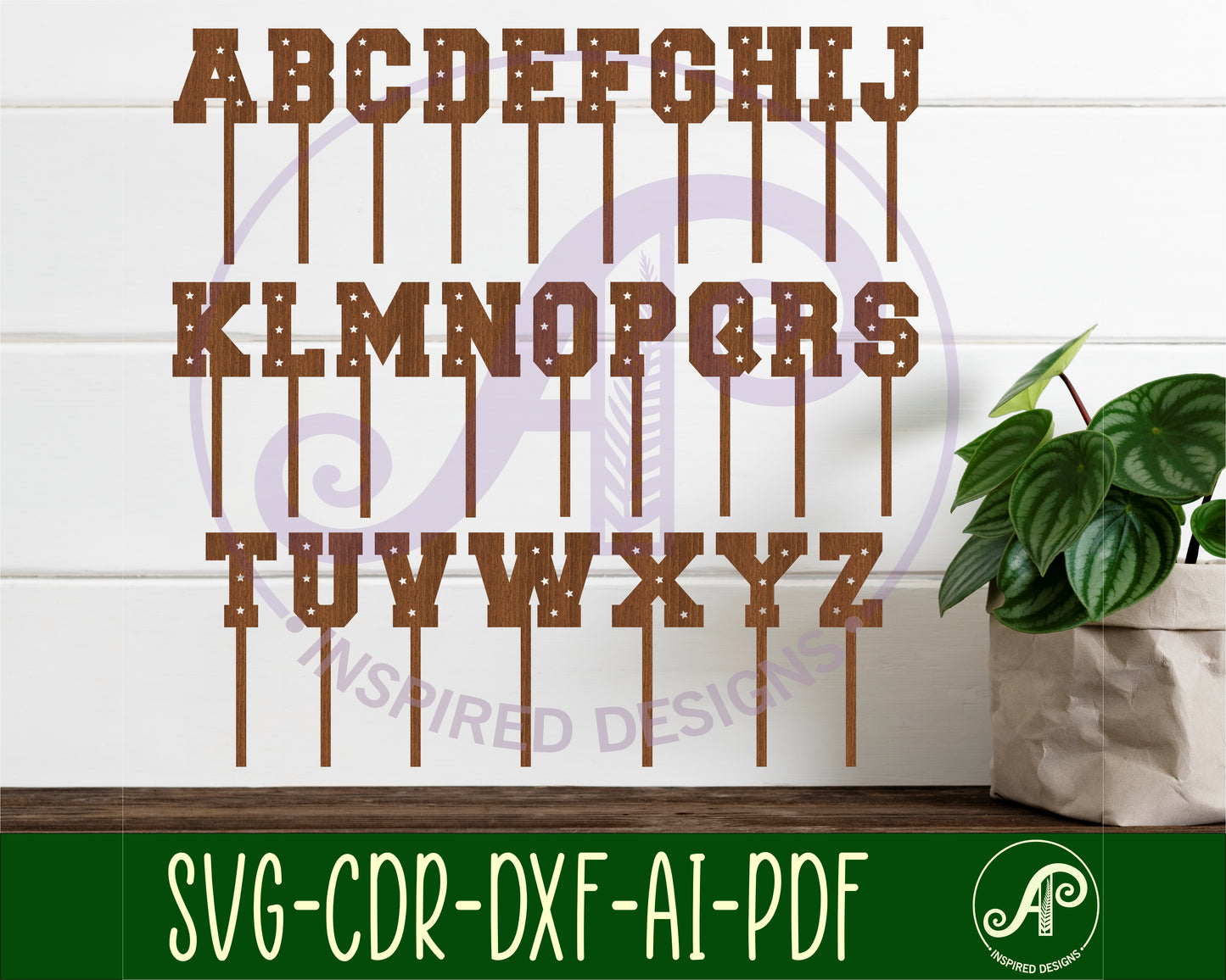 Star alphabet topper designs SVG / DXF / AI / PDF / CDR