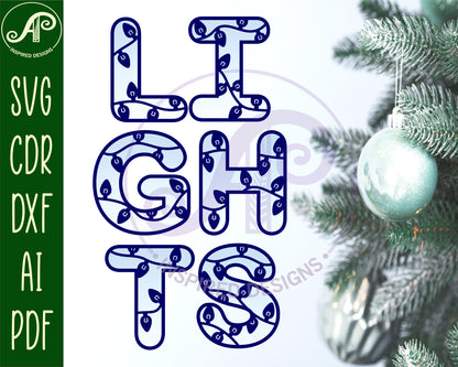 Christmas lights alphabet letter set. 33 letter options