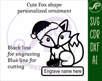 Cute Fox engraved ornament design SVG / DXF / AI