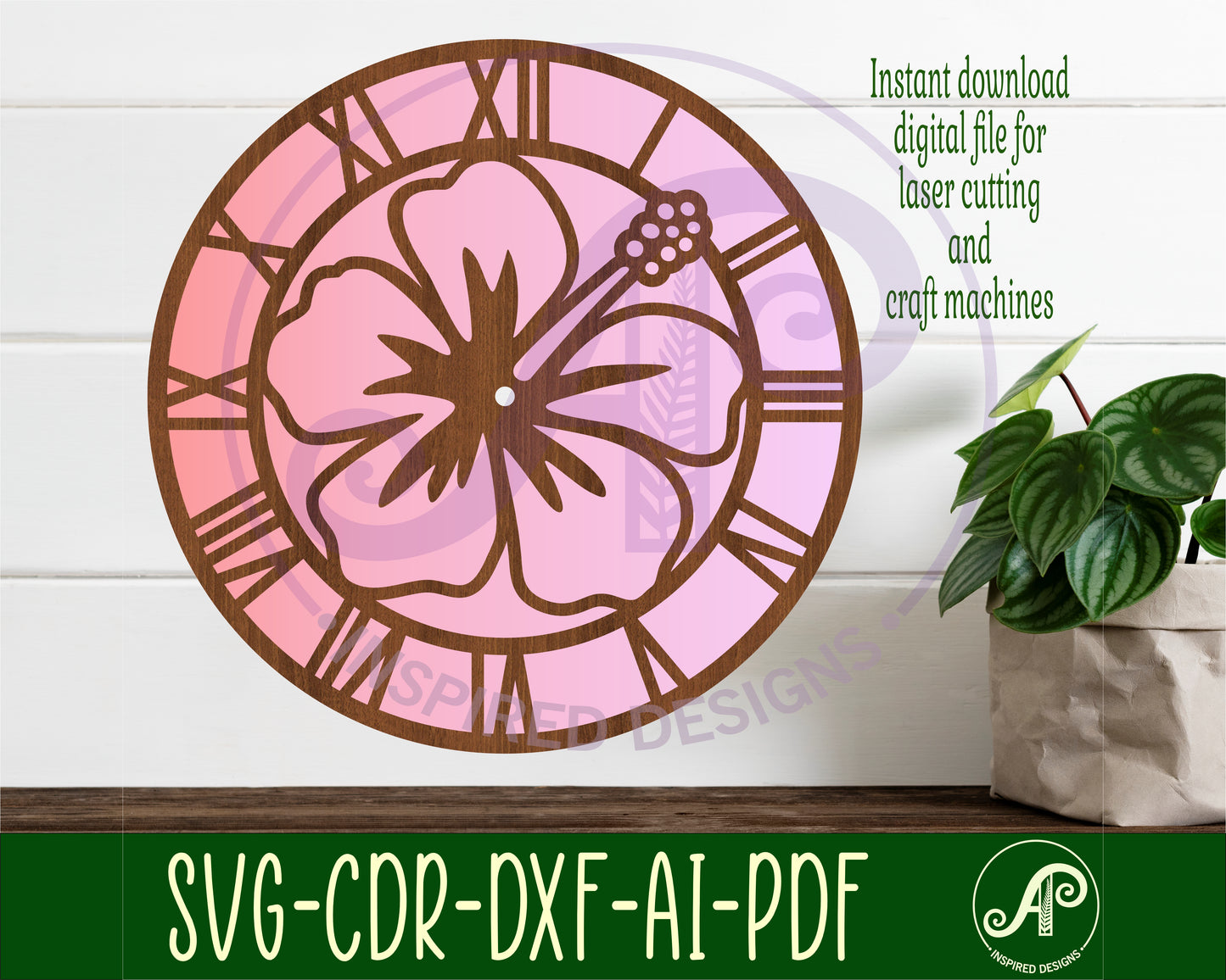 Hibiscus clock template design