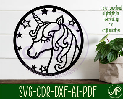 Unicorn head wall sign design SVG / DXF / AI / PDF / CDR