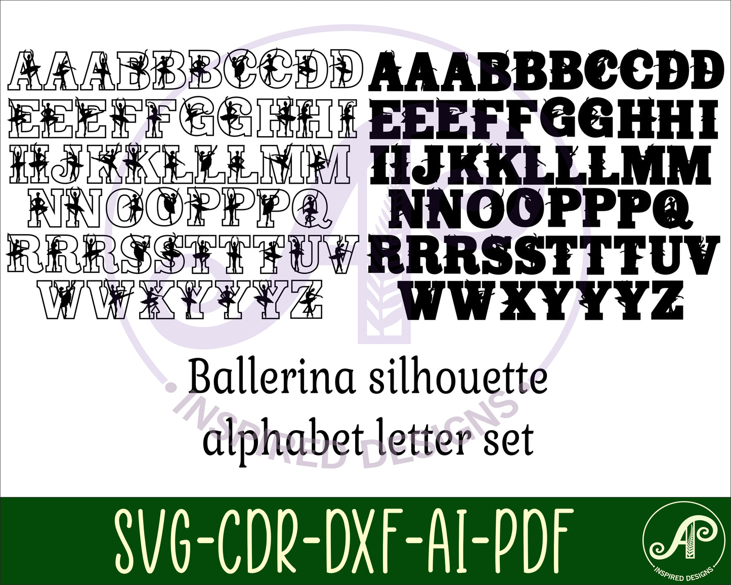 Ballerina alphabet letter set. 55 letter options