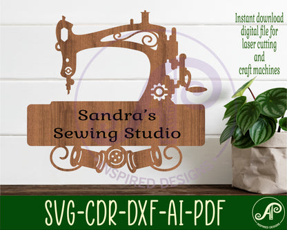 Sewing machine name sign SVG / DXF / AI / PDF / CDR