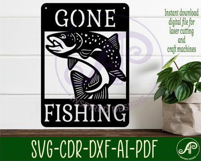 Gone fishing wall sign design SVG / DXF / AI / PDF / CDR