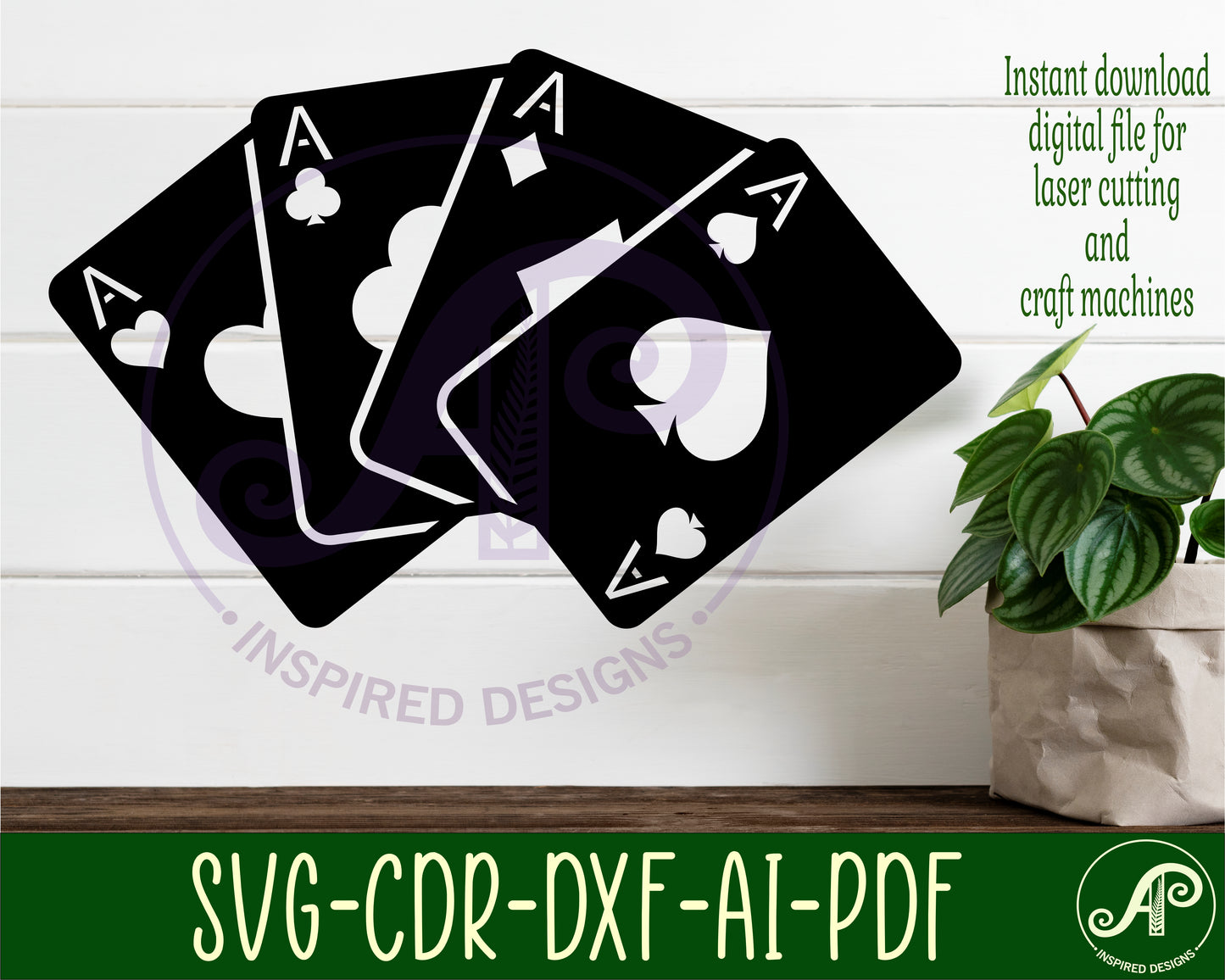 Playing cards wall sign design SVG / DXF / AI / PDF / CDR