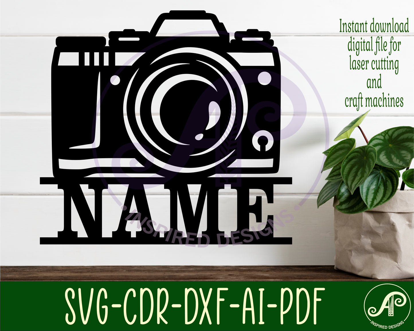 Camera shape name sign SVG / DXF / AI / PDF / CDR