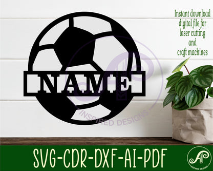 Soccer shape name sign SVG / DXF / AI / PDF / CDR